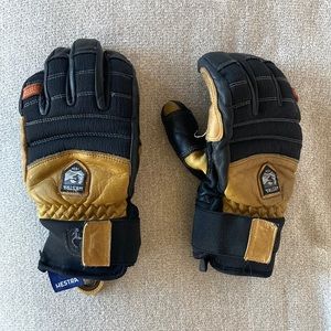 Hestra Men’s Army Leather Ascent Gloves Black and Yellow Size 6